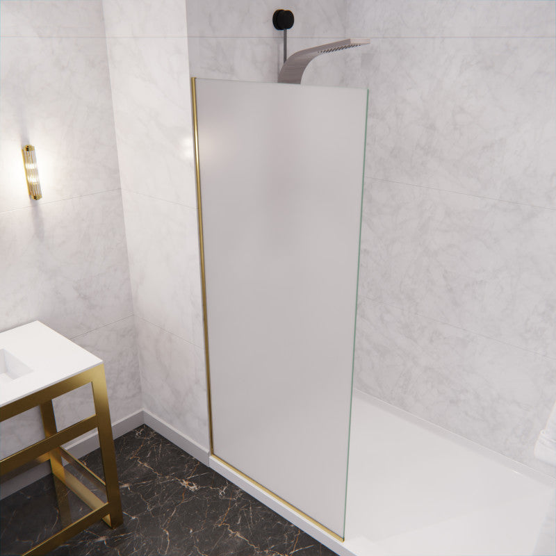 Veil Series 74 in. by 34 in. Framed Glass Shower Screen