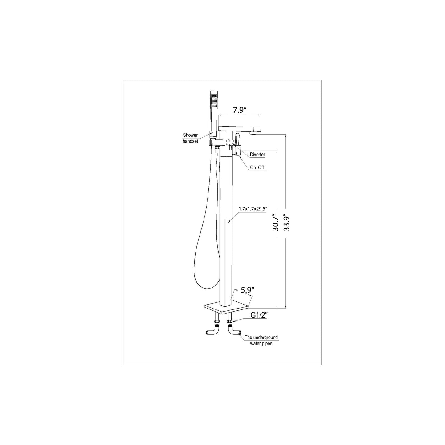 Khone 2-Handle Claw Foot Tub Faucet with Hand Shower