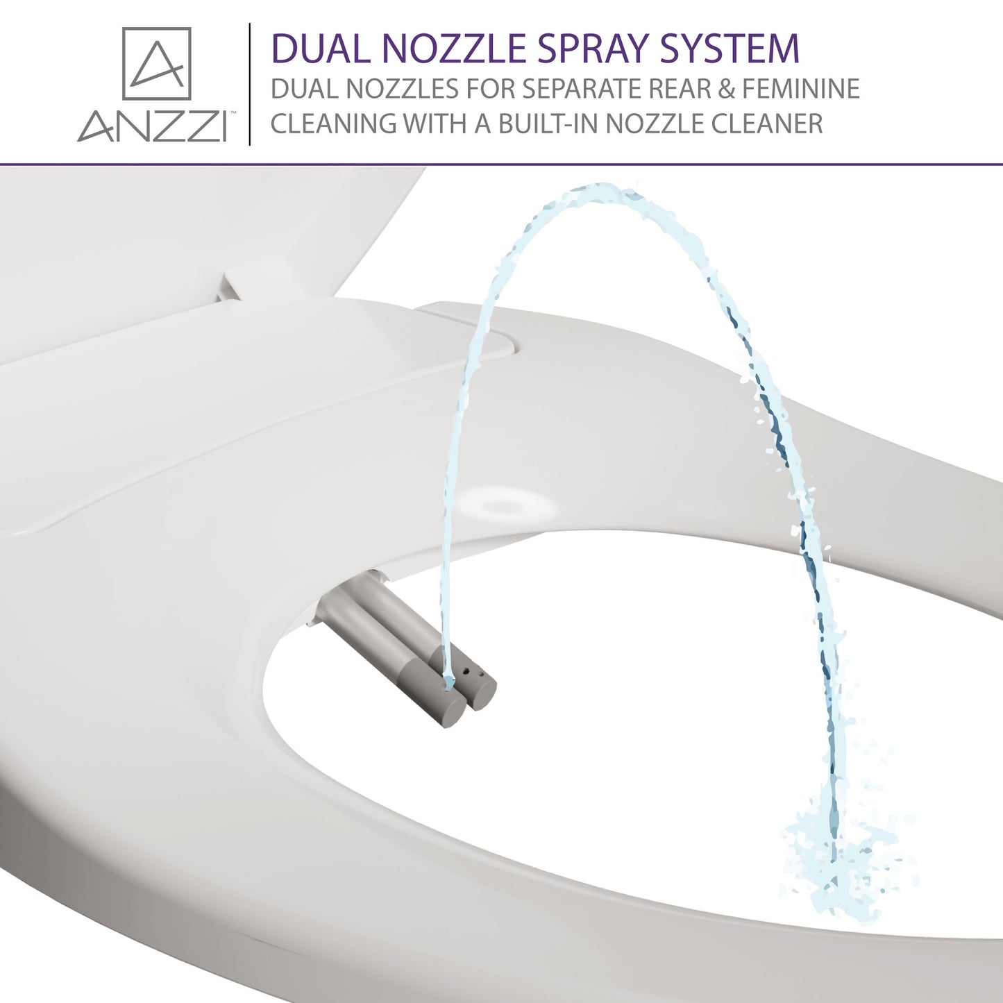 Hal Series Non-Electric Bidet Seat for Elongated Toilet in White with Dual Nozzle, Built-In Side Lever and Soft Close