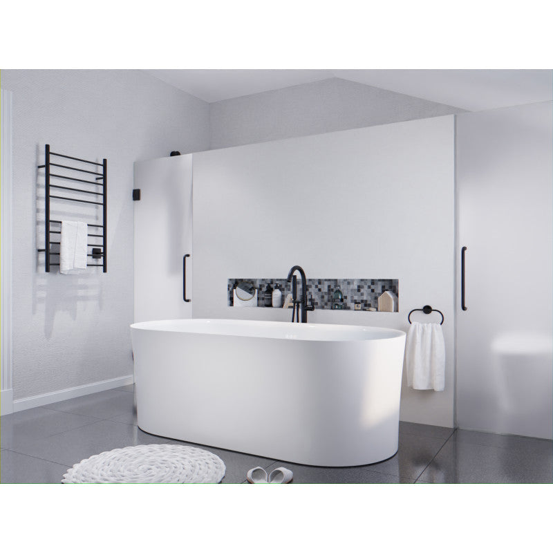 Jericho Series 67 in. x 32 in. Flat Bottom Acrylic Freestanding Air Jetted Bathtub with Center Drain in Glossy White