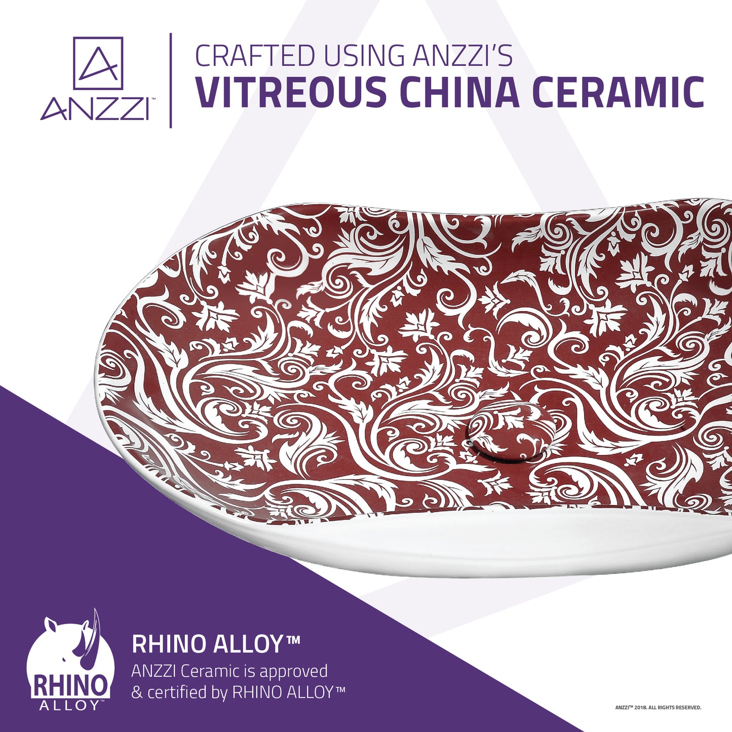 Fleur Ecarlate Ceramic Vessel Sink in Crimson Finish