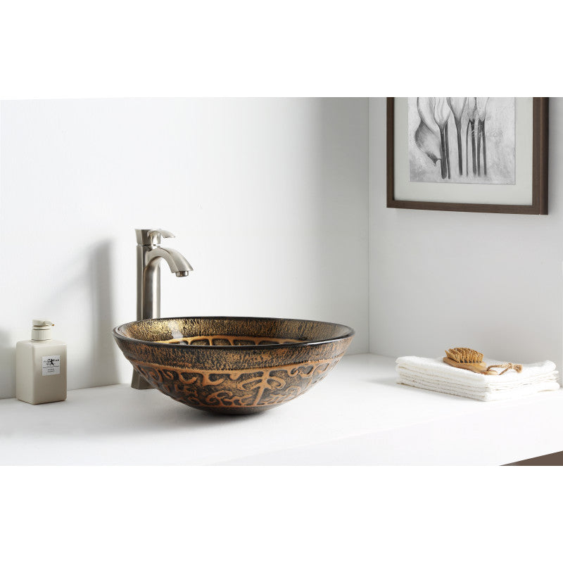 Alto Series Deco-Glass Vessel Sink in Lustrous Brown