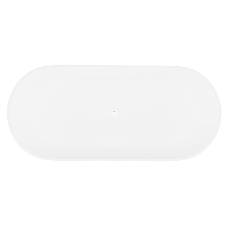 Sabbia Series 71 in. x 32 in. Flat Bottom Solid Surface Freestanding Soaking Bathtub with Center Drain in Matte White