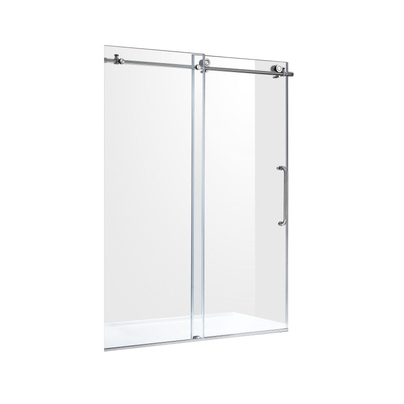 Leon Series 48 in. by 76 in. Frameless Sliding Shower Door with Handle