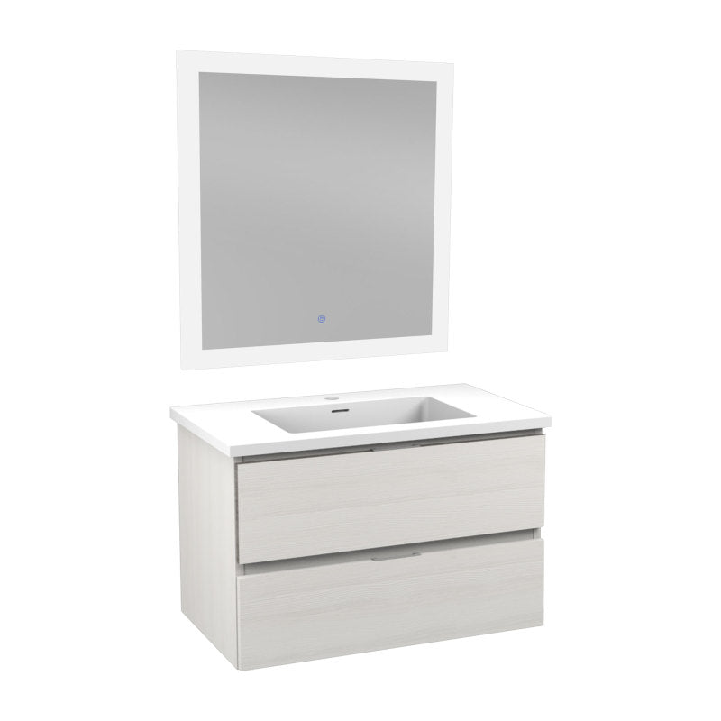 VT-MRCT30-WH - 30 in W x 20 in H x 18 in D Bath Vanity in Rich White with Cultured Marble Vanity Top in White with White Basin & Mirror