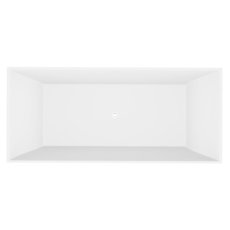 Crema Series 71 in. x 32 in. Flat Bottom Solid Surface Freestanding Soaking Bathtub with Center Drain in Matte White