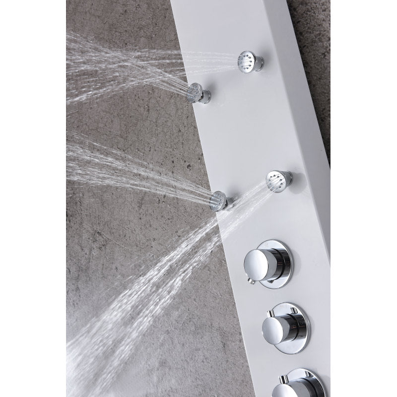 Panther 60 in. 6-Jetted Full Body Shower Panel with Heavy Rain Shower and Spray Wand in White