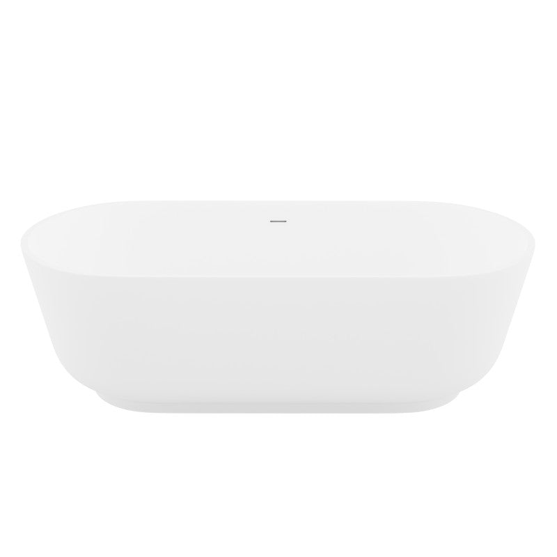 Sabbia Series 71 in. x 32 in. Flat Bottom Solid Surface Freestanding Soaking Bathtub with Center Drain in Matte White