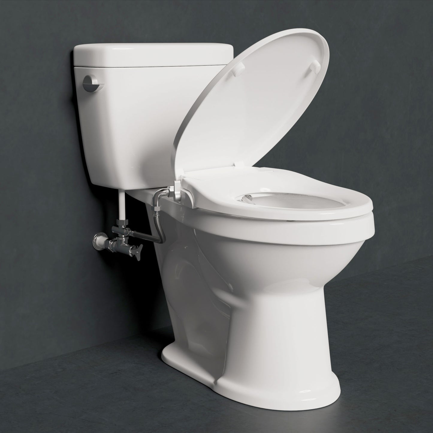 Troy Series Non-Electric Bidet Seat for Toilets in White with Dual Nozzle, Built-In Side Lever and Soft Close