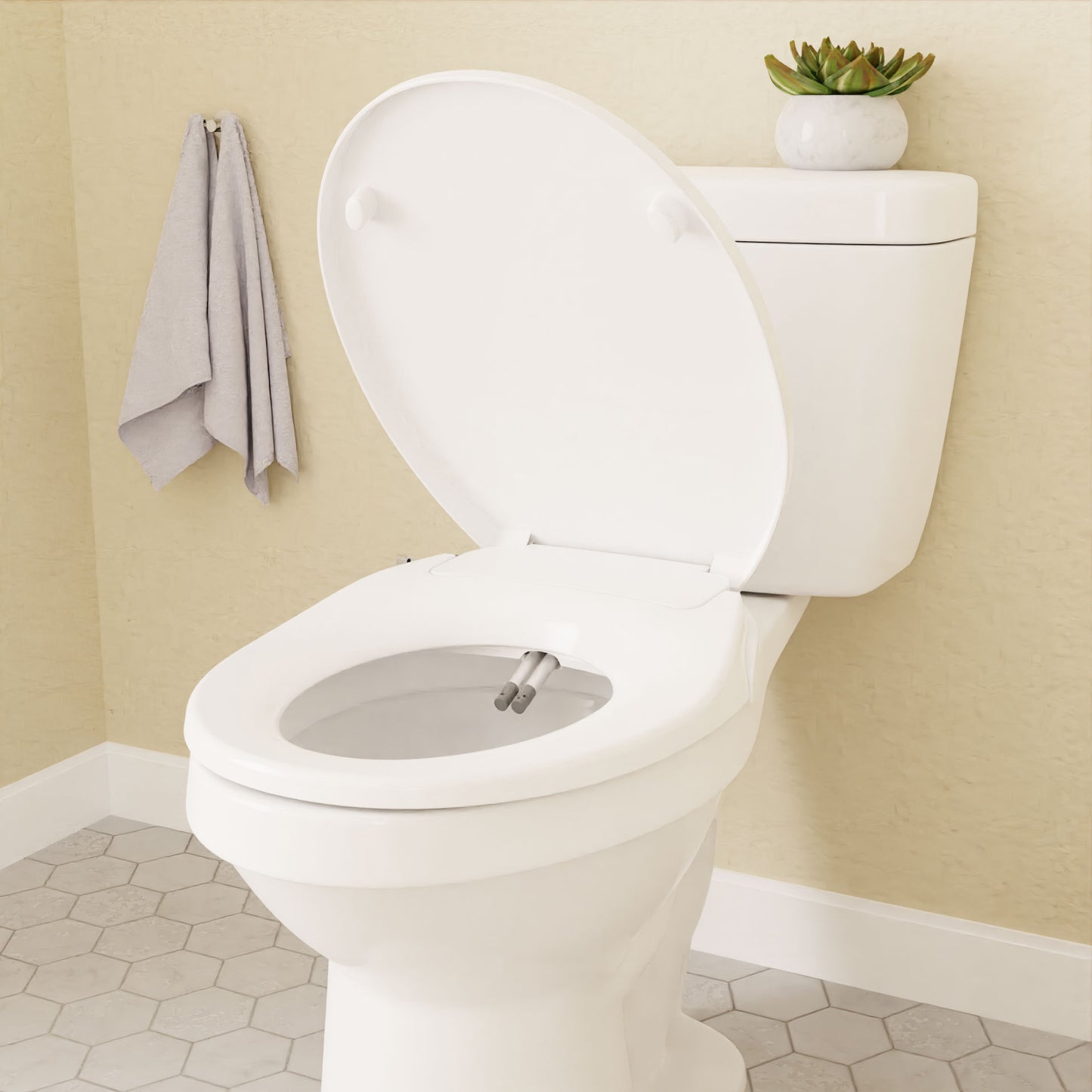 Troy Series Non-Electric Bidet Seat for Toilets in White with Dual Nozzle, Built-In Side Lever and Soft Close