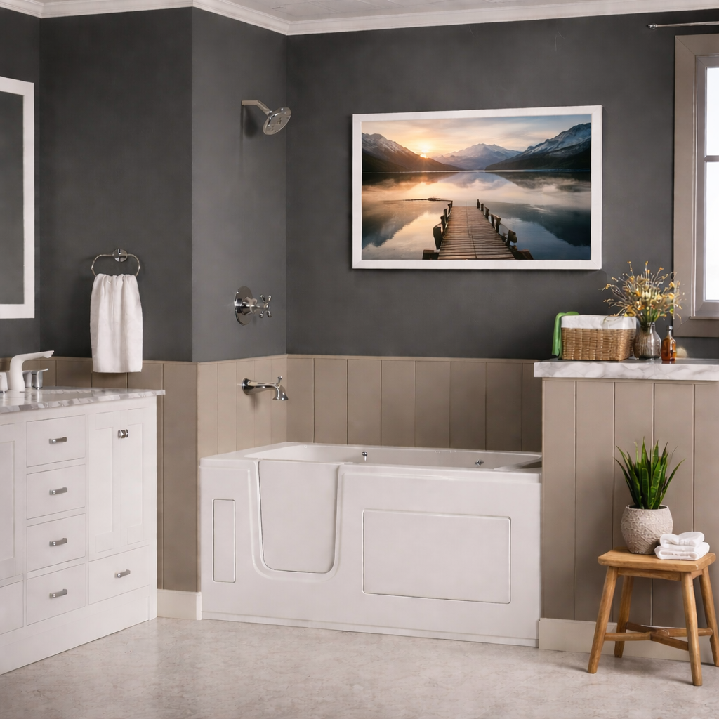30 in. x 60 in. Left Drain Step-In Walk-In Soaking Tub with Low Entry Threshold in White