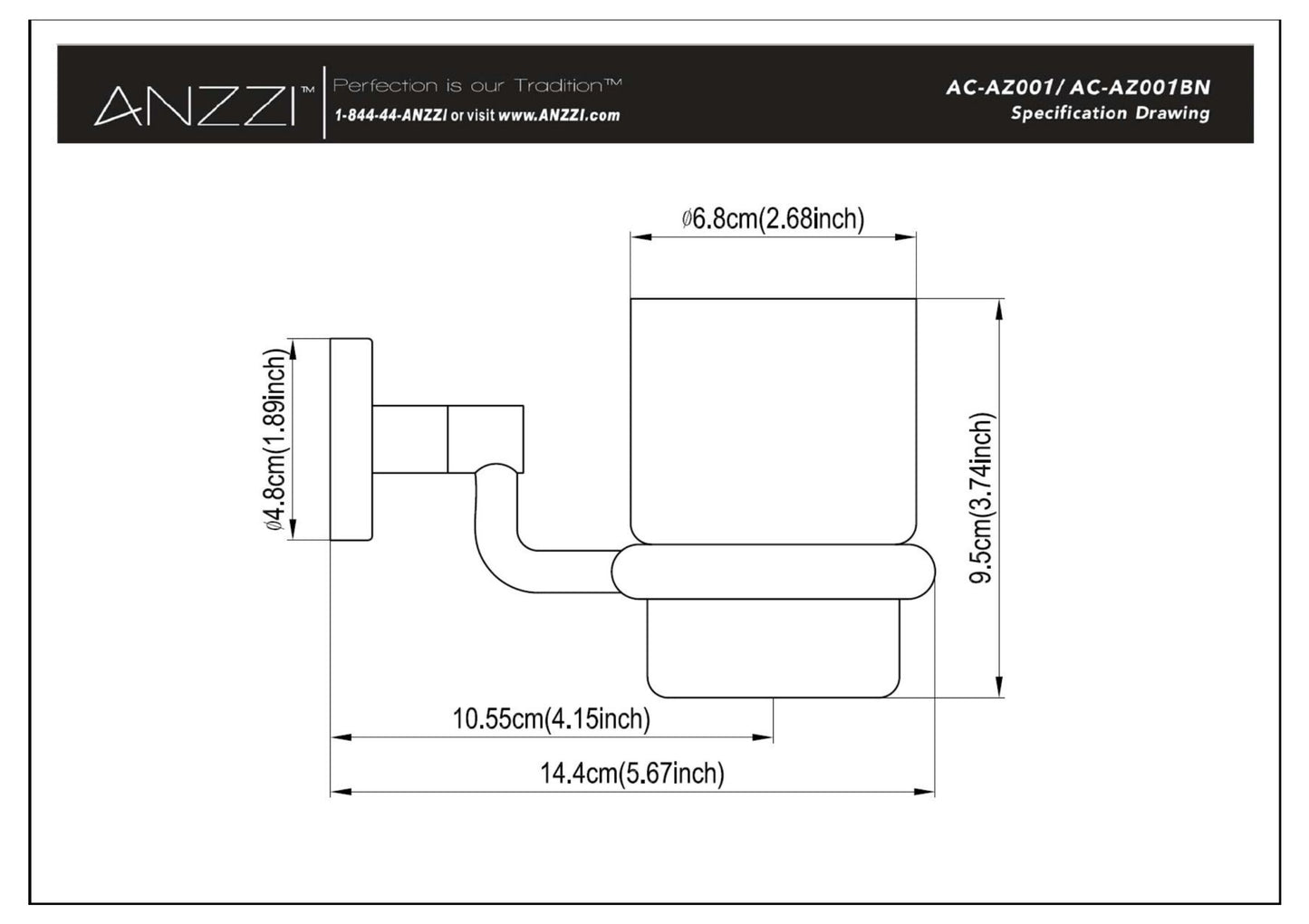 Caster Series 7 in. Toothbrush Holder