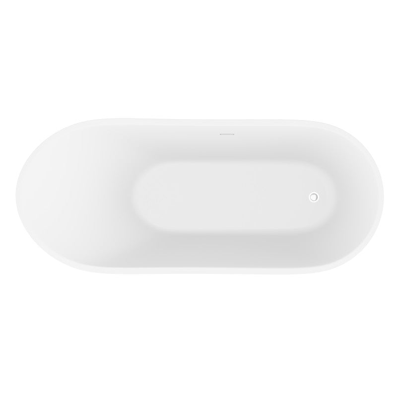 Tuasavi 5.6 ft. Solid Surface Center Drain Freestanding Bathtub in Matte White