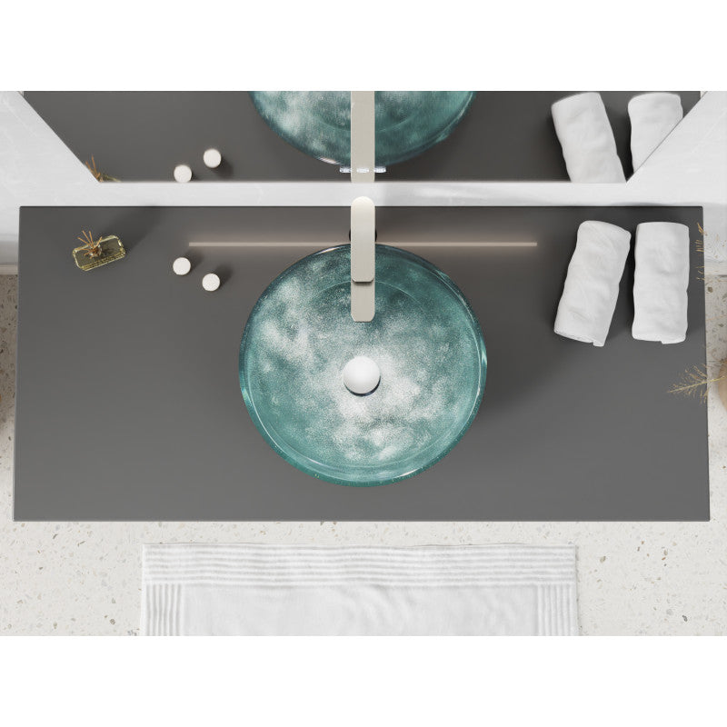 Belissima Round Glass Vessel Bathroom Sink with Stellar Grey Finish