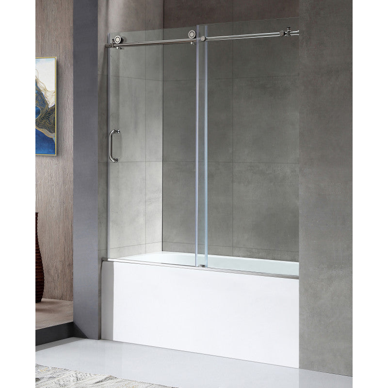 SD1701CH-3260L - 5 ft. Acrylic Left Drain Rectangle Tub in White With 60 in. x 62 in. Frameless Sliding Tub Door in Polished Chrome