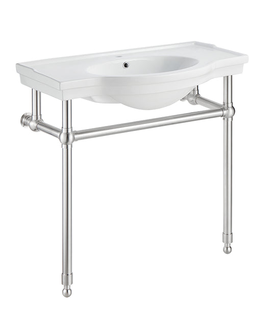 CS-FGC003-BN - Viola 34.5 in. Console Sink in Brushed Nickel with Ceramic Counter Top