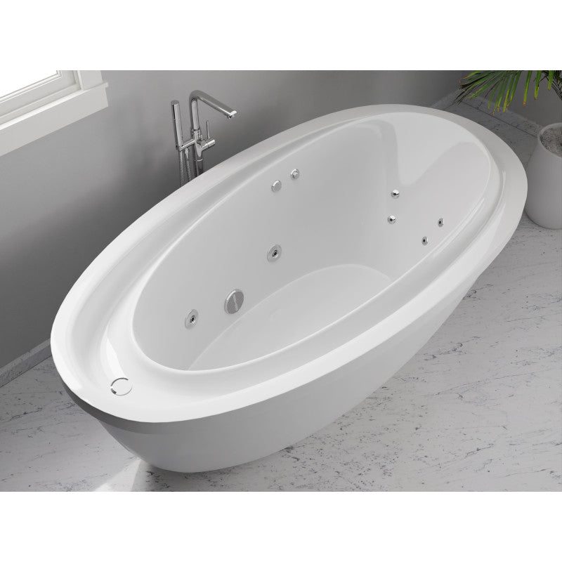 Leni Series 71 in. x 38 in. Jetted Whirlpool 54 Gallon Capacity Freestanding Bathtub with Reversible Drain in White