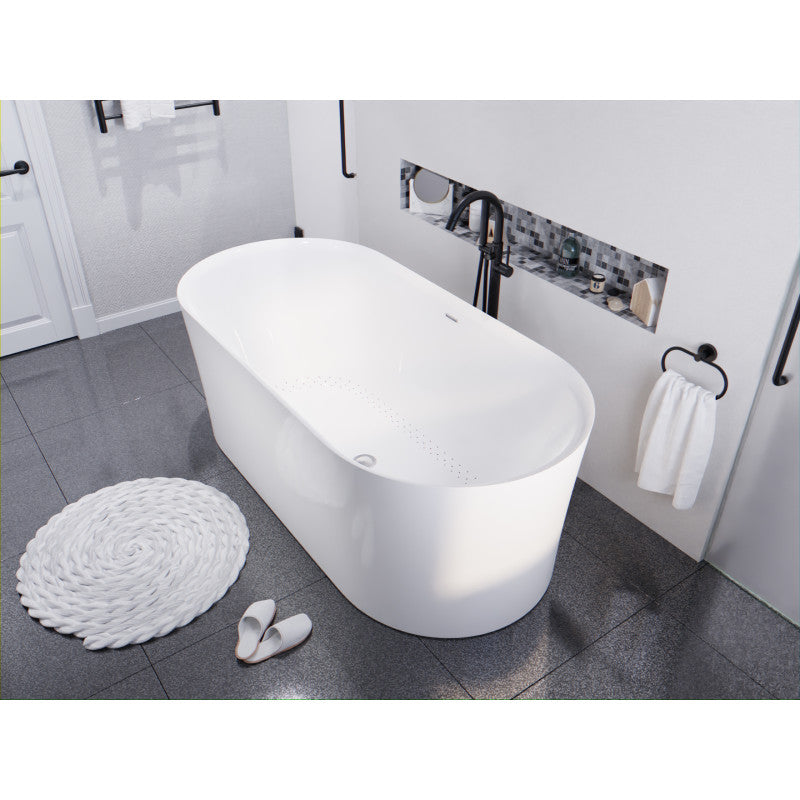 Jericho Series 67" Air Jetted Freestanding Acrylic Bathtub in White