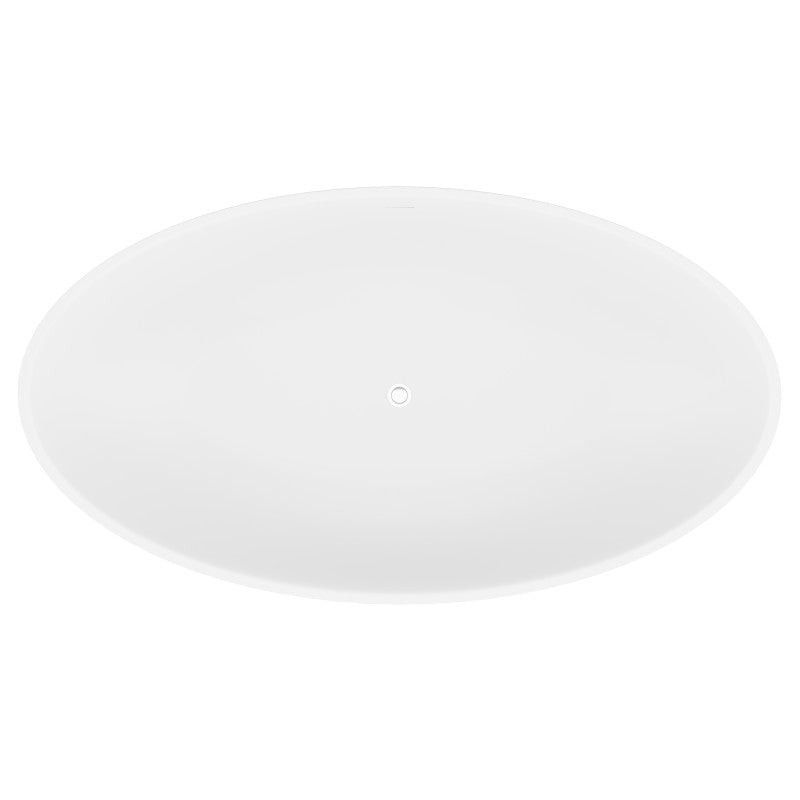 Cestino Series 67 in. x 36 in. Flat Bottom Solid Surface Freestanding Soaking Bathtub with Center Drain in Matte White