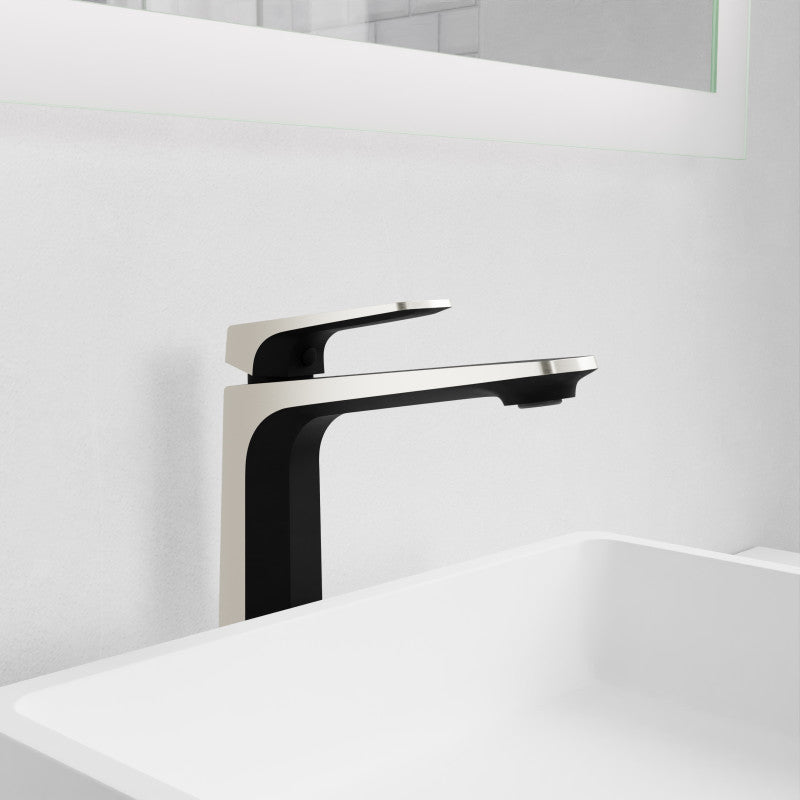 L-AZ904MB-BN - Single Handle Single Hole Bathroom Vessel Sink Faucet With Pop-up Drain in Matte Black & Brushed Nickel