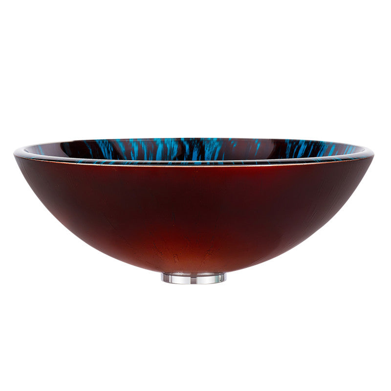 Belissima Round Glass Vessel Bathroom Sink with Stellar Burst Finish