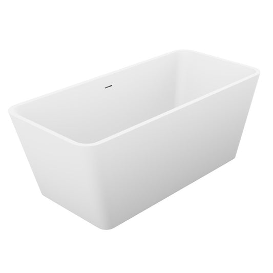 FT-AZ501 - Cenere 4.9 ft. Man-Made Stone Center Drain Freestanding Bathtub in Matte White