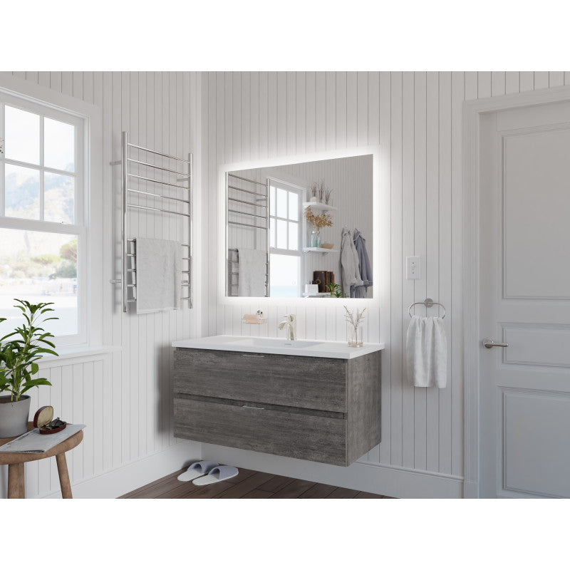 VT-MRCT39-GY - 39 in W x 20 in H x 18 in D Bath Vanity in Rich Grey with Cultured Marble Vanity Top in White with White Basin & Mirror