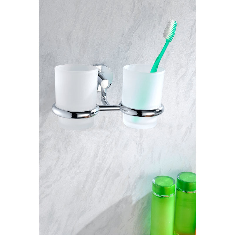 AC-AZ002 - Caster Series 7.36 in. Double Toothbrush Holder in Polished Chrome