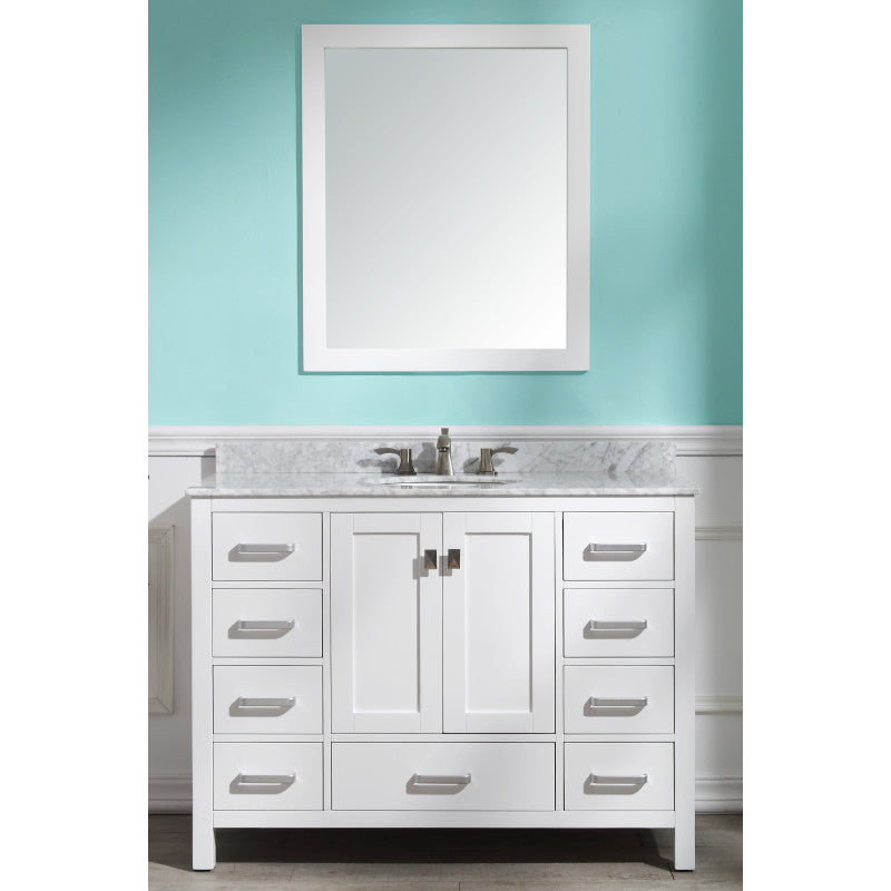 Chateau 48 in. W x 22 in. D Bathroom Bath Vanity Set with Carrara Marble Top with White Sink