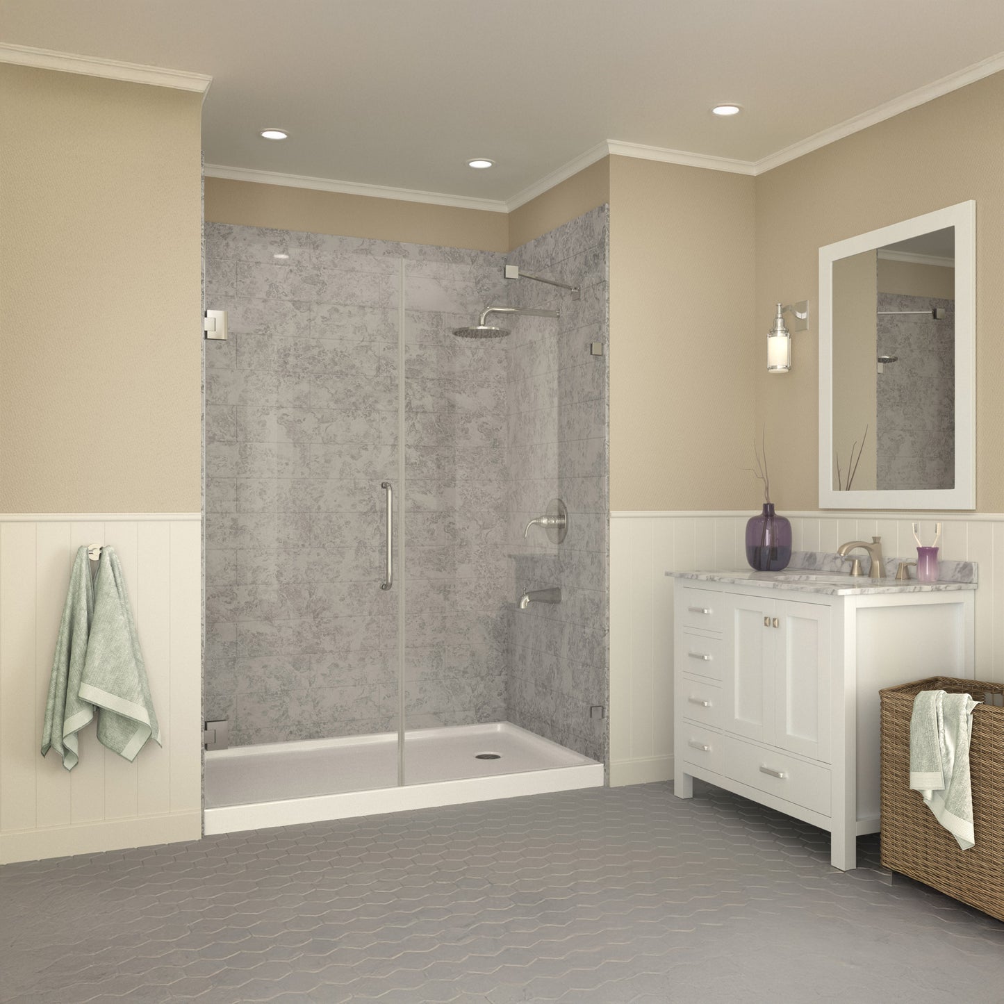 Colossi Base Series 36 in. L x 60 in. W Alcove Shower Shower Pan Base with Right Drain in Glossy White Marine Acrylic