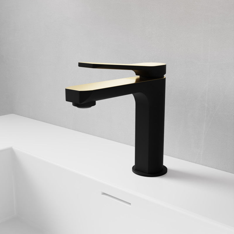 L-AZ900MB-BG - Single Handle Single Hole Bathroom Faucet With Pop-up Drain in Matte Black & Brushed Gold