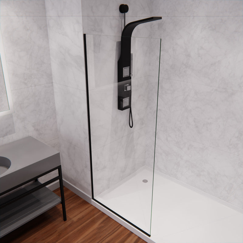 Veil Series 74 in. by 34 in. Framed Glass Shower Screen Shower Door