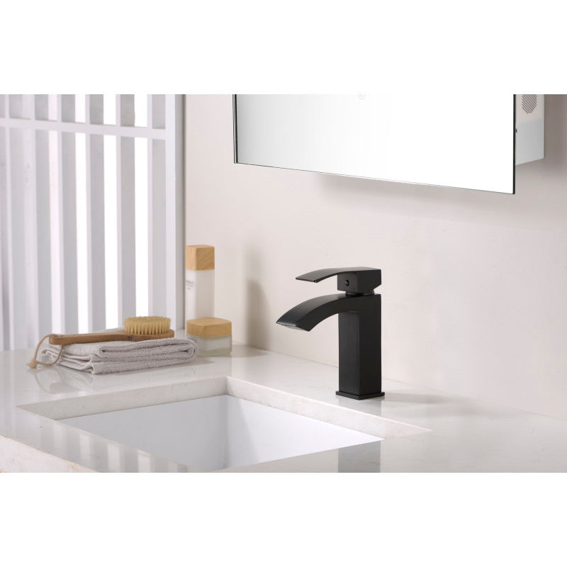 L-AZ037MB - Revere Series Single Hole Single-Handle Low-Arc Bathroom Faucet in Matte Black