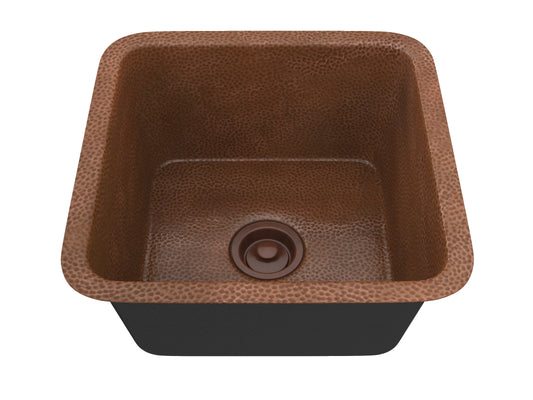 Kovie Drop-in Handmade Copper 16 in. 0-Hole Single Bowl Kitchen Sink in Hammered Antique Copper