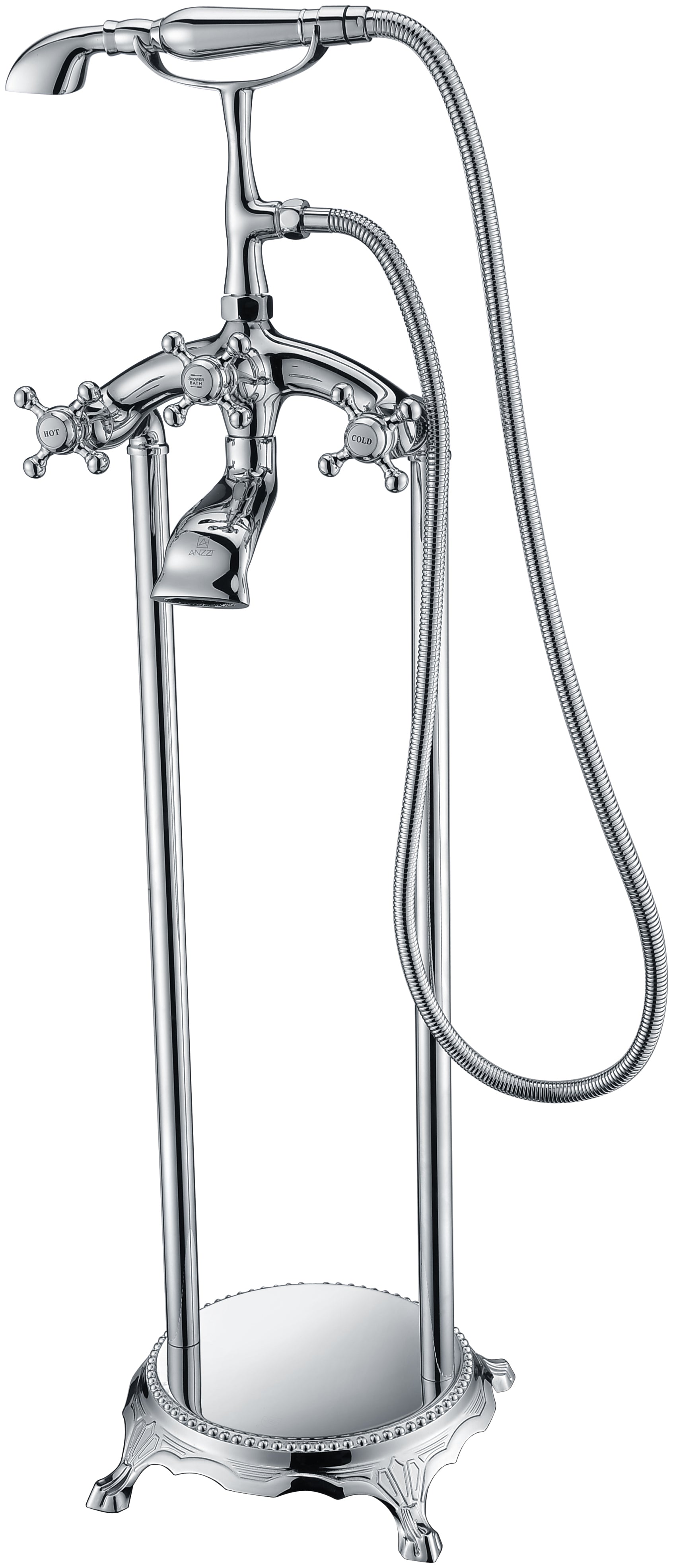 FS-AZ0052CH - Tugela 3-Handle Claw Foot Tub Faucet with Hand Shower in Polished Chrome