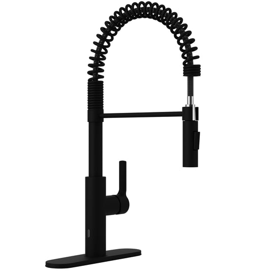 KF-AZ303MB - Ola Hands Free Touchless 1-Handle Pull-Down Sprayer Kitchen Faucet with Motion Sense and Fan Sprayer in Matte Black