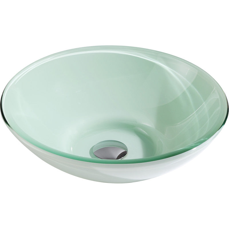 LSAZ083-040 - Sonata Series Deco-Glass Vessel Sink in Lustrous Light Green with Fann Faucet in Brushed Nickel