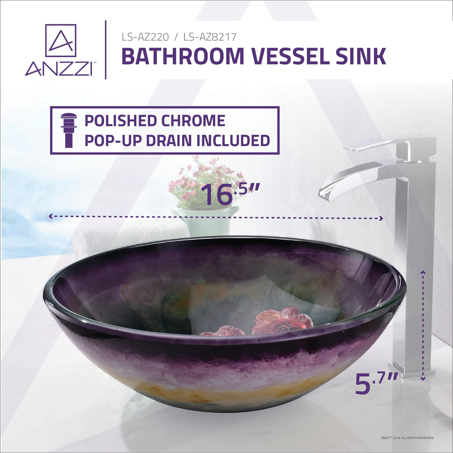 Panye Series Vessel Sink in Hand Painted Mural