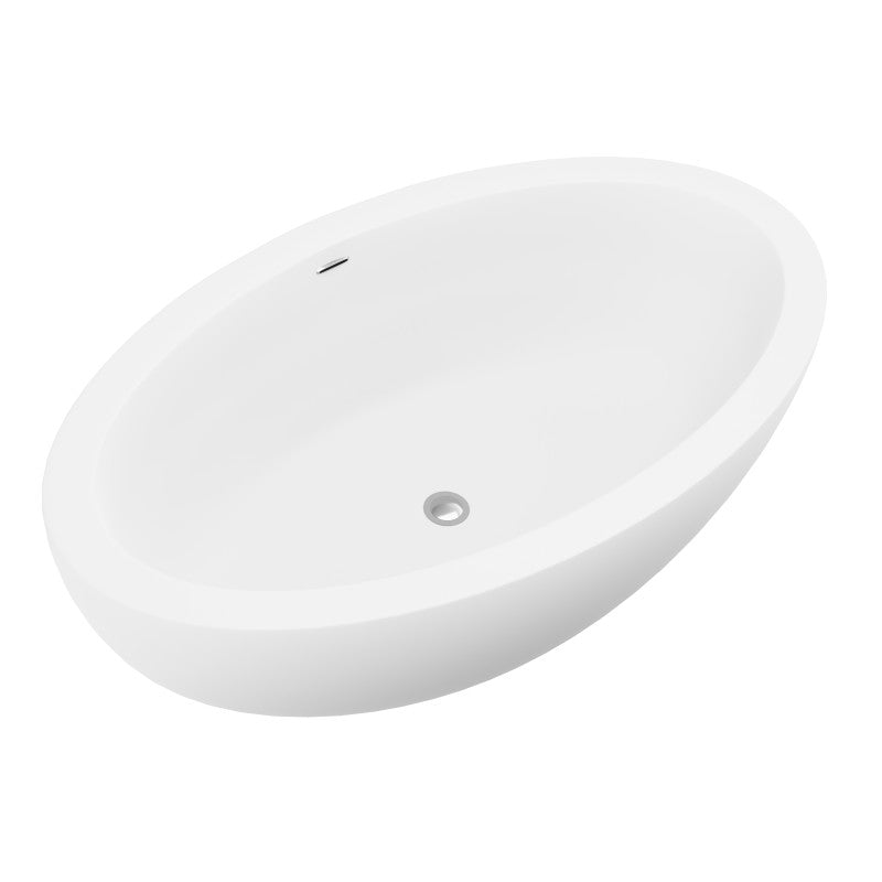 Lusso 6.3 ft. Solid Surface Center Drain Freestanding Bathtub in Matte White