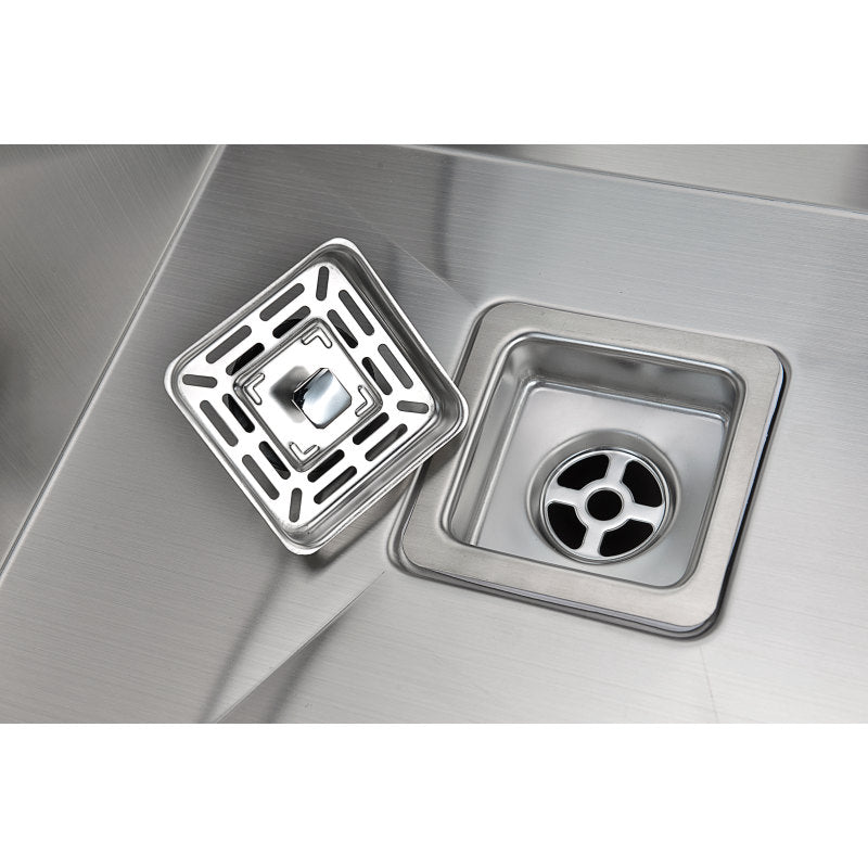 Elysian Farmhouse 36 in. 60/40 Double Bowl Kitchen Sink with Faucet in Polished Chrome