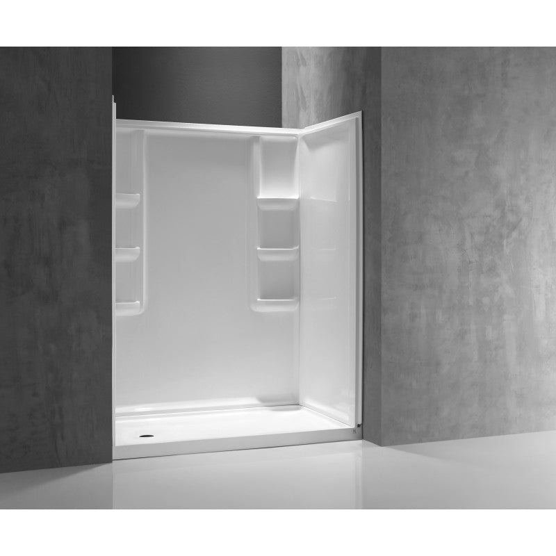 Lex-Class 60 in. x 36 in. x 74 in. 3-piece DIY Friendly Alcove Shower Surround in White