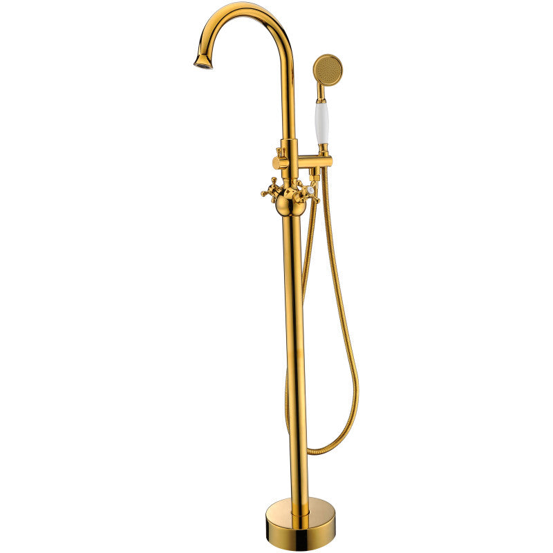 FS-AZ0061RG - Bridal 3-Handle Claw Foot Tub Faucet with Hand Shower in Gold