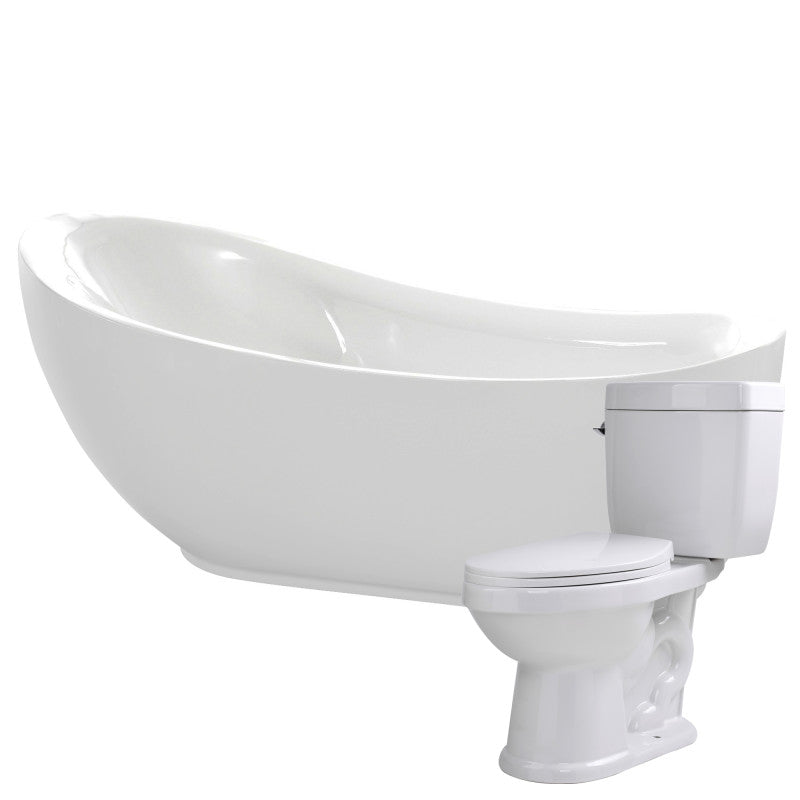 FTAZ090-T055 - Talyah 71 in. Acrylic Soaking Bathtub with Kame 2-piece 1.28 GPF Single Flush Toilet