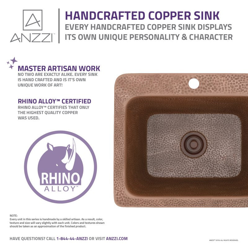 Manisa Drop-in Handmade Copper 18 in. 1-Hole Single Bowl Kitchen Sink in Hammered Antique Copper