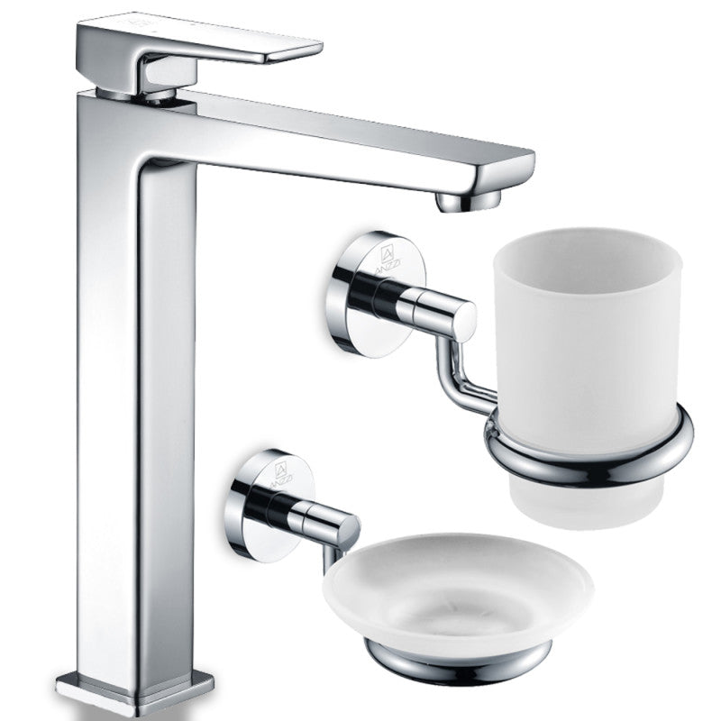 Valor Single Hole Single-Handle Bathroom Faucet in Polished Chrome with Soap Dish and Toothbrush Holder