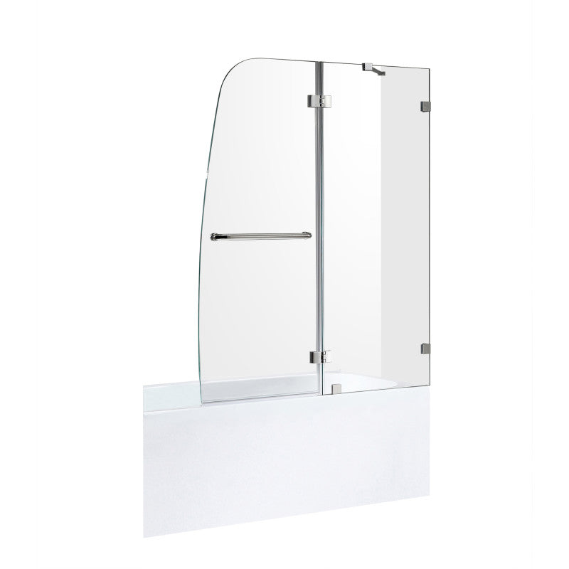 Anzzi 5 ft. Acrylic Right Drain Rectangle Tub in White With 48 in. by 58 in. Frameless Hinged Tub Door in Chrome