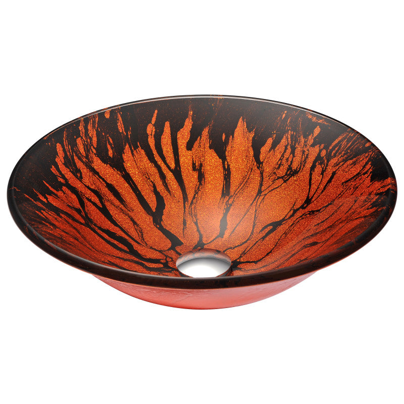 Forte Series Deco-Glass Vessel Sink in Lustrous Red and Black
