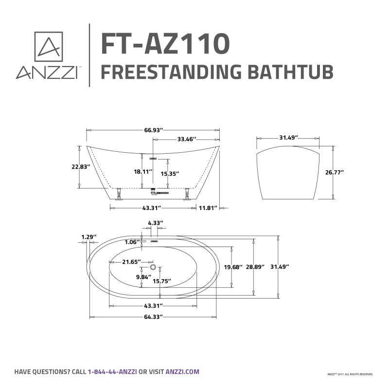 Cross Series 5.58 ft. Freestanding Bathtub in White