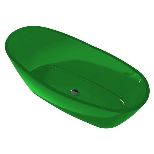 FT-AZ521-GR - Ember 5.4 ft. Solid Surface Center Drain Freestanding Bathtub in Emerald Green