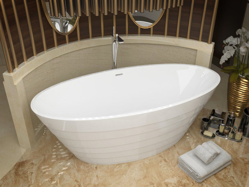 Nimbus 5.6 ft. Acrylic Center Drain Freestanding Bathtub in Glossy White